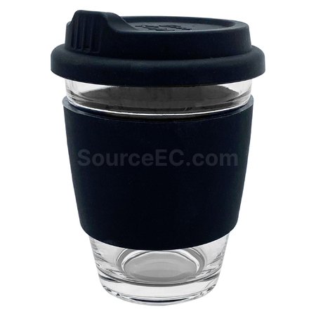 Customization Carlo Glass Coffee Cup - Silicone Band Promotional Products