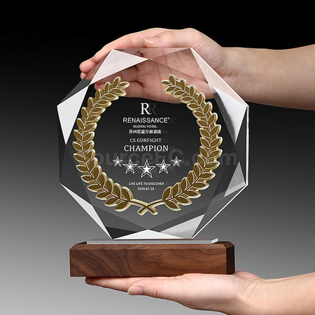Customization Octagonal Creative Wheat Ear Crystal Trophy Promotional Products