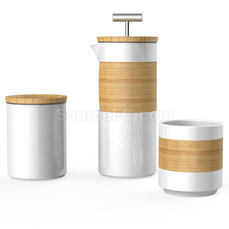 Customization Ceramic French Press Hand Brew Coffee Pot Tea Maker Coffee Set Promotional Products