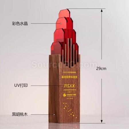 Customization Genting Top Solid Wood Crystal Trophy Promotional Products