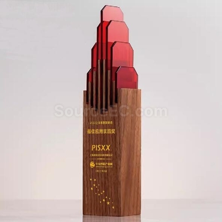 Customization Genting Top Solid Wood Crystal Trophy Promotional Products