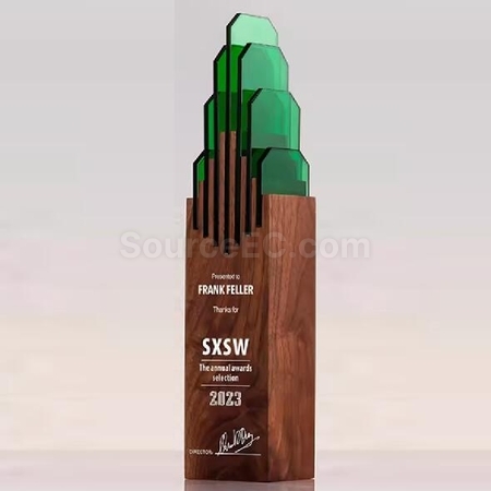 Customization Genting Top Solid Wood Crystal Trophy Promotional Products