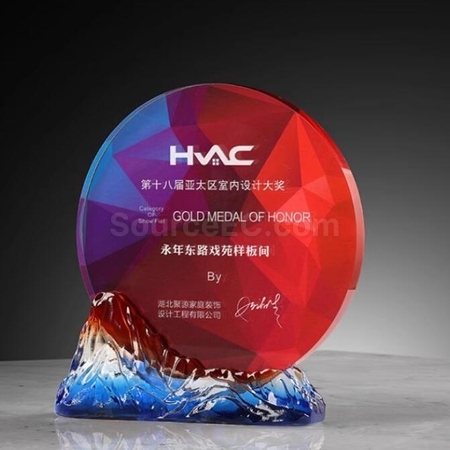Customization Feng Shan Shui Rise Glazed Crystal Trophy Promotional Products