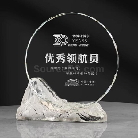 Customization Feng Shan Shui Rise Glazed Crystal Trophy Promotional Products