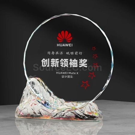 Customization Feng Shan Shui Rise Glazed Crystal Trophy Promotional Products