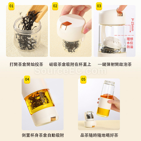 Customization Portable Glass Mug with Infuser Promotional Products