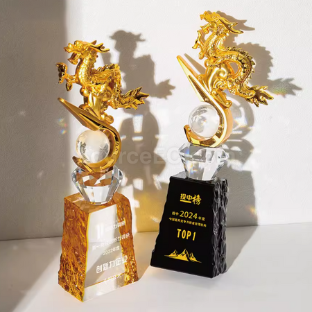 Customization Creative Year of the Dragon Glass Crystal Trophy Promotional Products