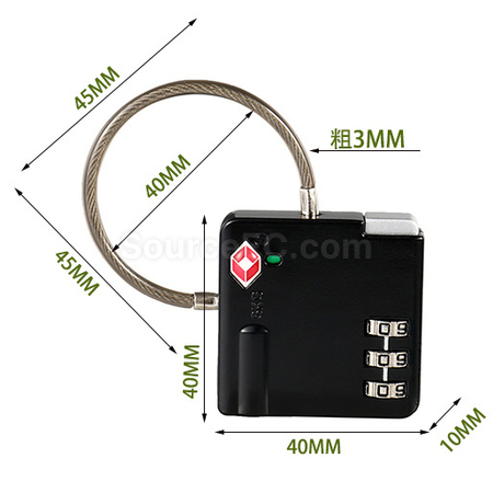 Customization 3-Dial Combination Cable Lock Promotional Products
