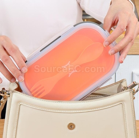 Customization Environmentally Friendly Silicone Folding Lunch Box(With Tableware) Promotional Products