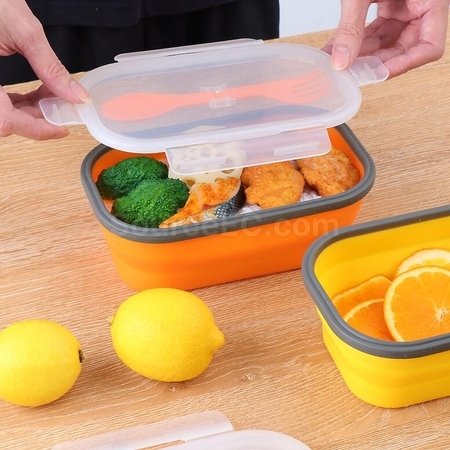 Customization Environmentally Friendly Silicone Folding Lunch Box(With Tableware) Promotional Products