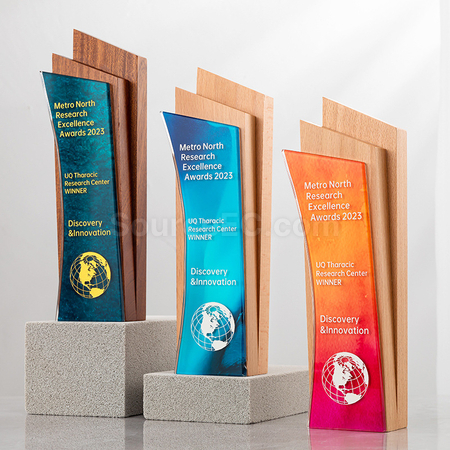 Customization Solid Wood Crystal Trophy Promotional Products