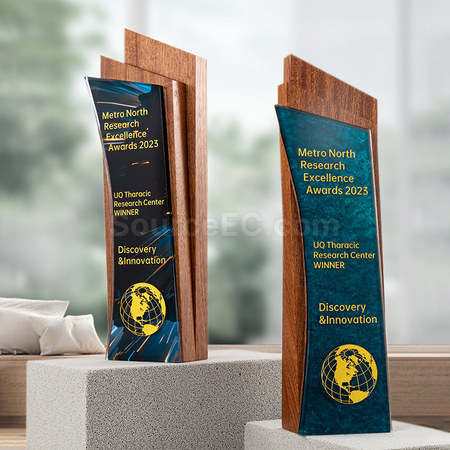 Customization Solid Wood Crystal Trophy Promotional Products