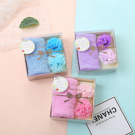 Customization Carnation Soap Flower Towel Gift Box Promotional Products