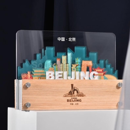 Customization Multi-Layered Spliced ​​Acrylic Solid Wood Series Trophies Promotional Products
