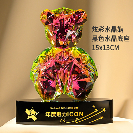 Customization Color-plated Bear Crystal Trophy Promotional Products