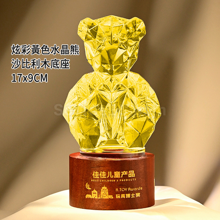 Customization Color-plated Bear Crystal Trophy Promotional Products
