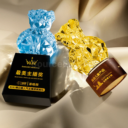 Customization Color-plated Bear Crystal Trophy Promotional Products