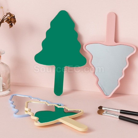 Customization Christmas Tree Handheld Makeup Mirror Promotional Products