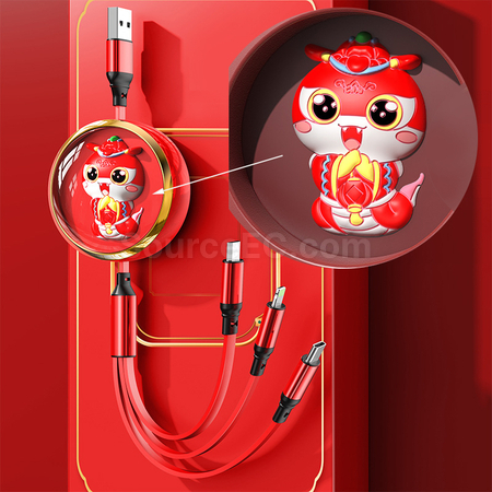Customization 3 in 1 Retractable Quick Charge Data Line Promotional Products