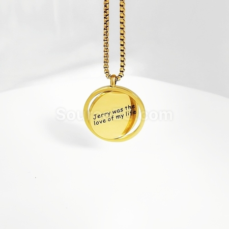 Customization Rotating Round Plate Titanium Steel Necklace Promotional Products