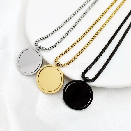 Customization Rotating Round Plate Titanium Steel Necklace Promotional Products