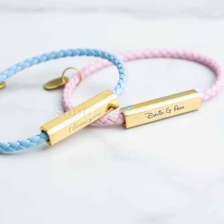 Customization Engraved Magnetic Buckle Leather Rope Bracelet Promotional Products