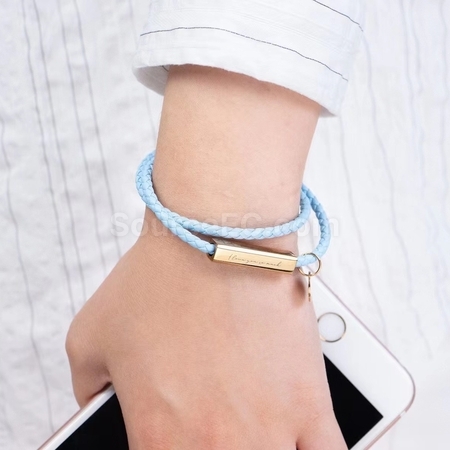 Customization Engraved Magnetic Buckle Leather Rope Bracelet Promotional Products