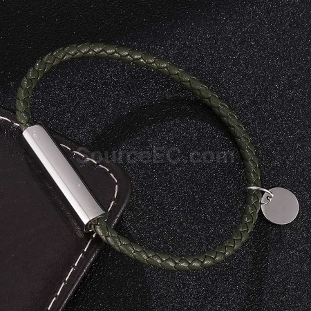 Customization Engraved Magnetic Buckle Leather Rope Bracelet Promotional Products