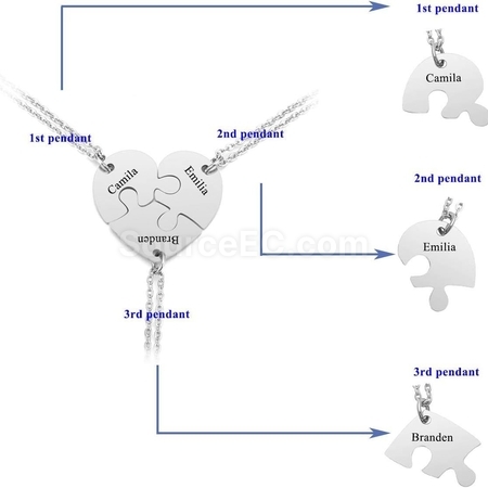 Customization Engraved Heart Puzzle Necklace Promotional Products