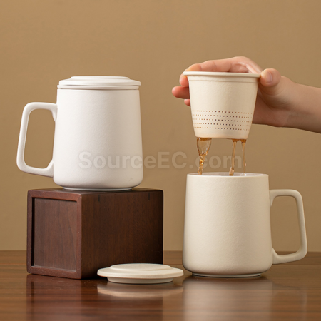 Customization Ceramic tea separation tea cup Promotional Products