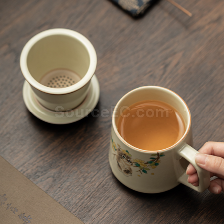 Customization Ceramic filter tea cup Promotional Products