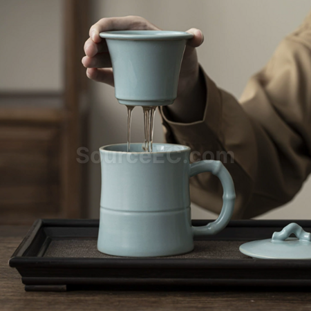 Customization Ceramic filter tea cup Promotional Products