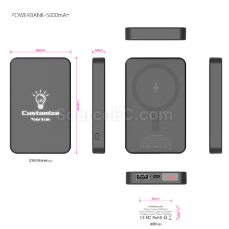 Customization LED illuminated Magsafe magnetic power bank Promotional Products