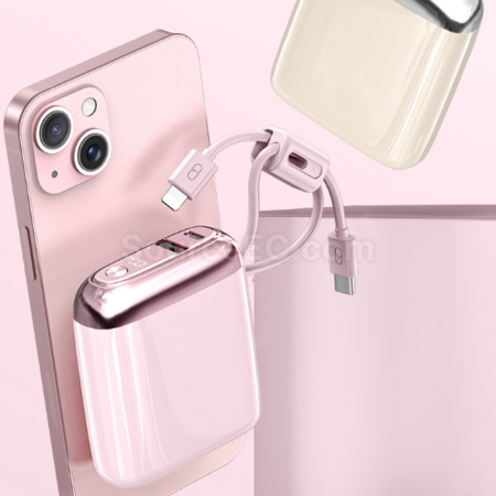Customization Mini power bank with built-in fast charging cable Promotional Products