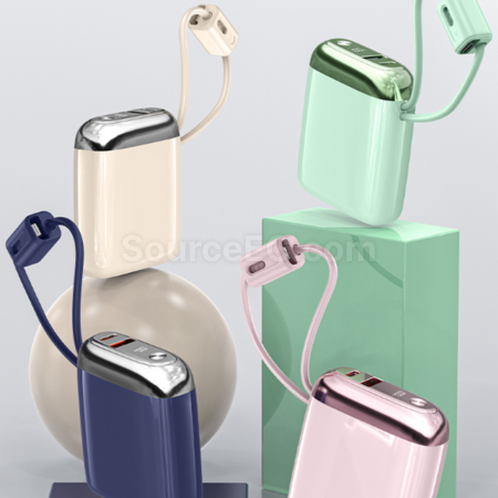 Customization Mini power bank with built-in fast charging cable Promotional Products