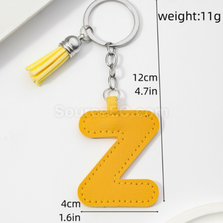 Customization PU leather keychain with 26 English letters Promotional Products