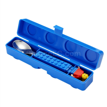 Customization Silicone building block handle, stainless steel knife fork spoon three piece set Promotional Products