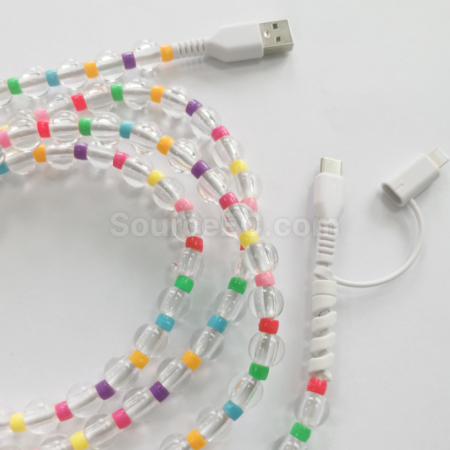 Customization One to two colored bead charging cable Promotional Products