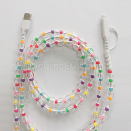 Customization One to two colored bead charging cable Promotional Products