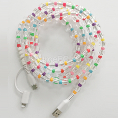 Customization One to two colored bead charging cable Promotional Products