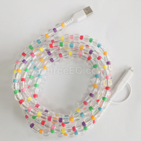 Customization One to two colored bead charging cable Promotional Products