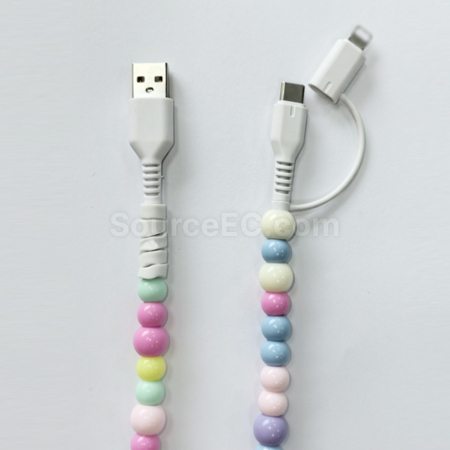 Customization One to two colored bead charging cable Promotional Products