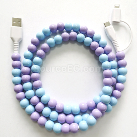 Customization One to two colored bead charging cable Promotional Products