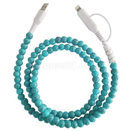 Customization One to two colored bead charging cable Promotional Products