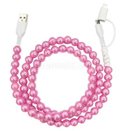Customization One to two colored bead charging cable Promotional Products