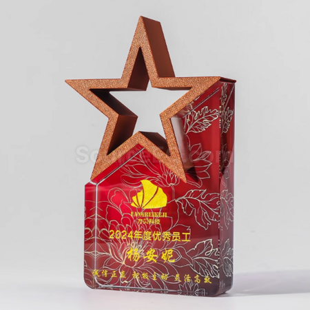 Customization Colorful Five-Star Crystal Trophy Promotional Products