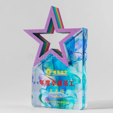 Customization Colorful Five-Star Crystal Trophy Promotional Products