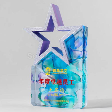 Customization Colorful Five-Star Crystal Trophy Promotional Products