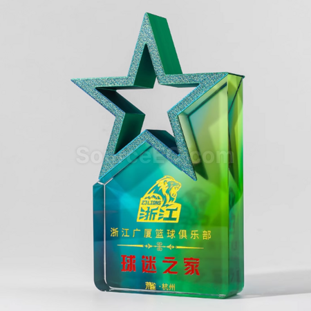 Customization Colorful Five-Star Crystal Trophy Promotional Products