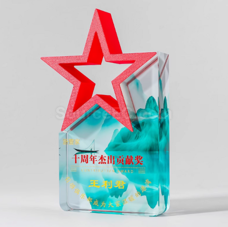 Customization Colorful Five-Star Crystal Trophy Promotional Products
